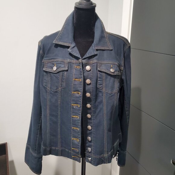 Chico's Platinum Blue Stretch Denim Jean Jacket   size 1 - Picture 1 of 7